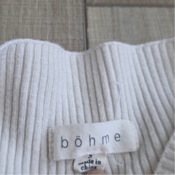 Bohme Cream Rib Knit Mock Neck Long Sleeve Top Women Sz S - Picture 3 of 8